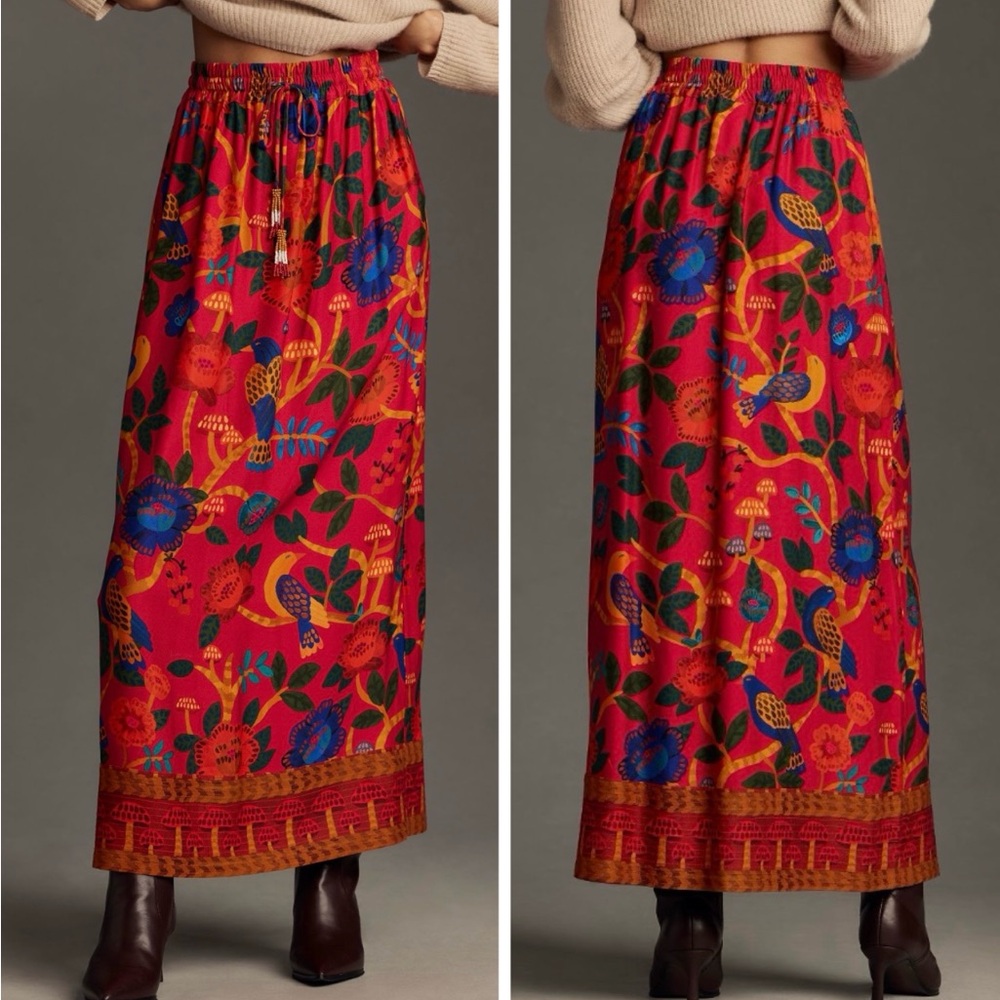 Farm Rio Printed Tropical Garden Maxi Skirt, Size XS